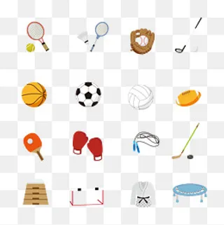 卡通手绘体育项目,免抠元素