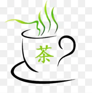 冒着热气的一杯茶简笔画,免抠元素