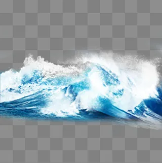 海浪蓝色海洋大风大浪,免抠元素