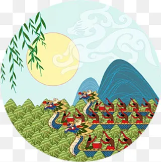 端午节赛龙舟矢量原创免抠素材下,免抠元素