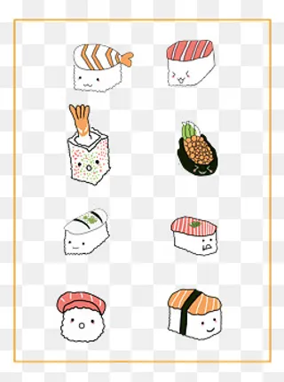 原创食物元素寿司卡通可爱设计套,免抠元素
