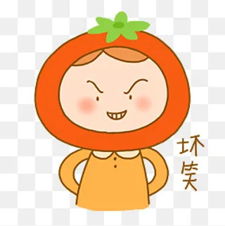 番茄小女孩可爱日常卡通手绘表情,免抠元素