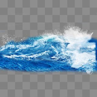 白色水花蓝色海洋元素,免抠元素