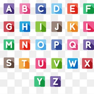 26个方形大写字母矢量