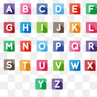 26个方形大写字母矢量