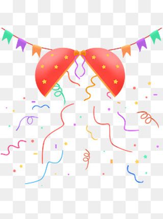 丝带碎屑小旗漂浮banner装饰元素,免抠元素