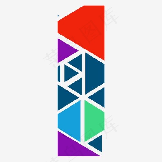 彩色几何图形拼接底纹英文字母I