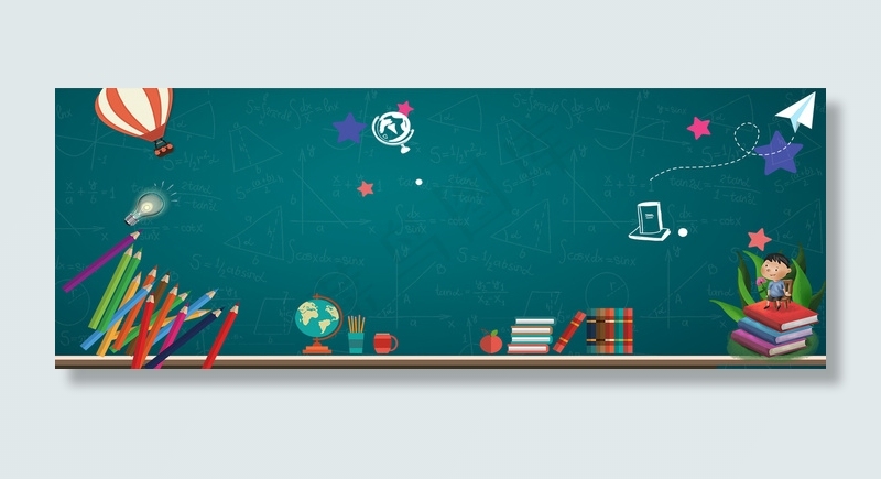 开学季欢迎新同学黑板手绘banner背景图片素材,背景元素