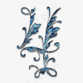 蓝色精致装饰阿拉伯数字4