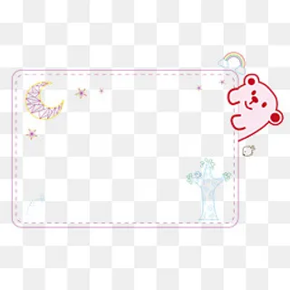 红色小熊儿童手绘霓虹风格可爱边