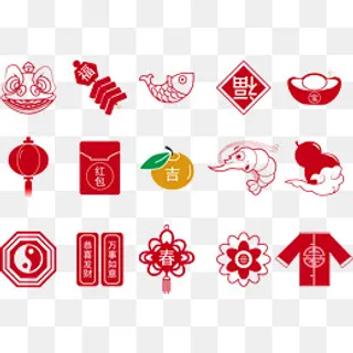 春节类矢量图标,免抠元素 春节类矢量图标,免抠元素