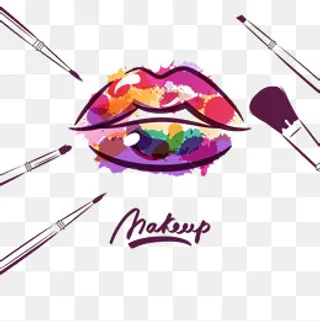 卡通可爱的化妆笔刷PSD分层,免抠元素