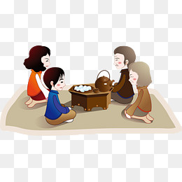 卡通全家团聚欢聚一堂,免抠元素