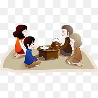 卡通全家团聚欢聚一堂,免抠元素
