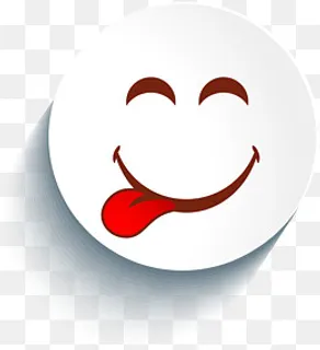 3D立体白色圆脸卡通吐舌表情矢量,免抠元素