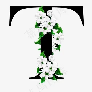 奢华大牌中国风花朵字母T装饰