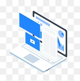 商务电脑数据展示2.5d立体免抠素,免抠元素