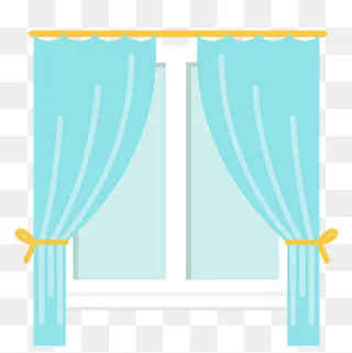 卡通房间蓝色温馨小窗户窗帘