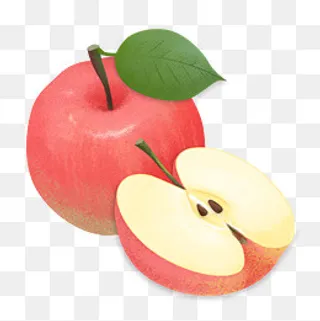 小清新淡雅手绘水果带质感苹果,免抠元素