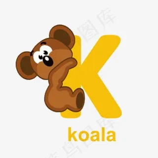 可爱考拉大写K字母