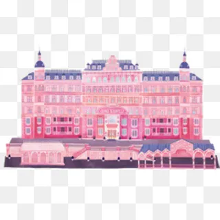 蒸汽波风格手绘粉色房屋,免抠元素