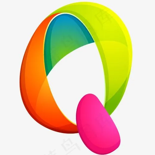立体英文字母Q设计(2000*2000px)ai矢量模版下载