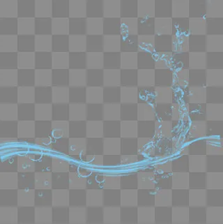 蓝色水滴水流元素,免抠元素