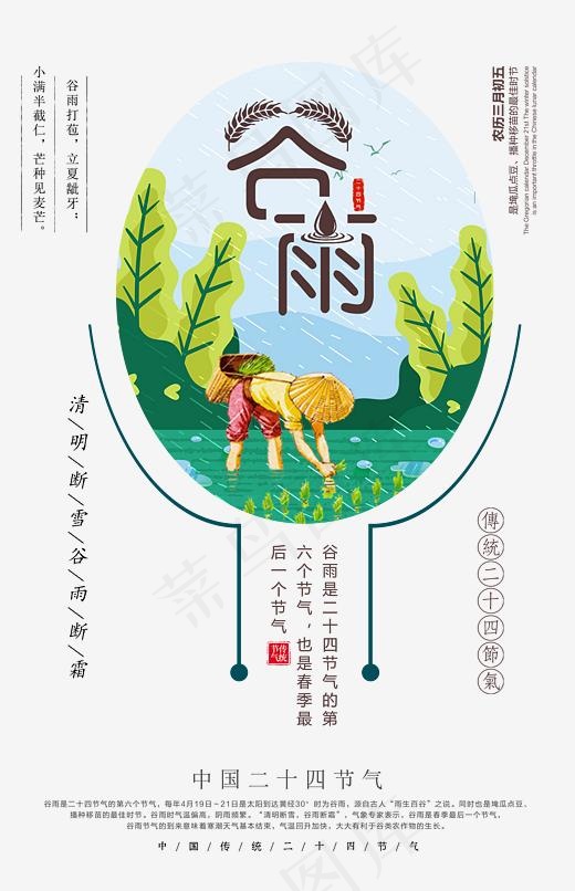 谷雨中国风创意艺术字psd分层图(2799*4331px)psd模版下载