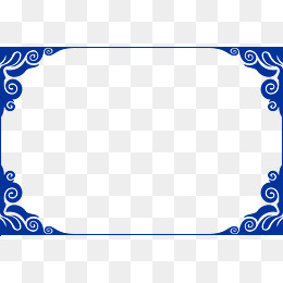 中国风青花瓷矢量海报边框透明png