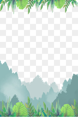 森林植物绿色主题边框,免抠元素