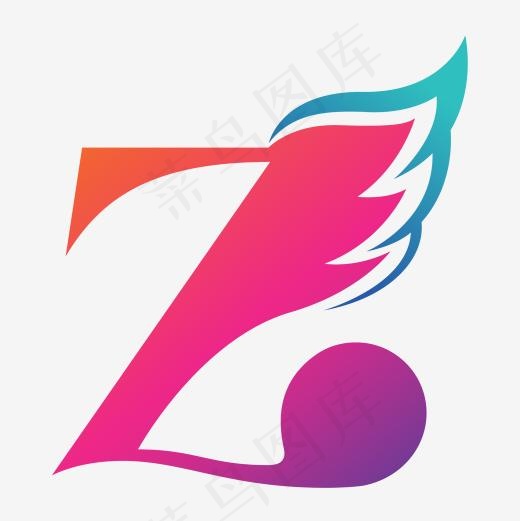 红色带翅膀创意英文字母Z(1800*1800px)