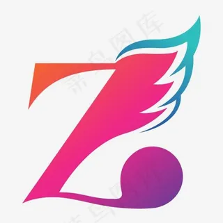 红色带翅膀创意英文字母Z
