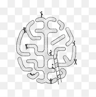 PPT线描商务人员大脑插配图,免抠元素