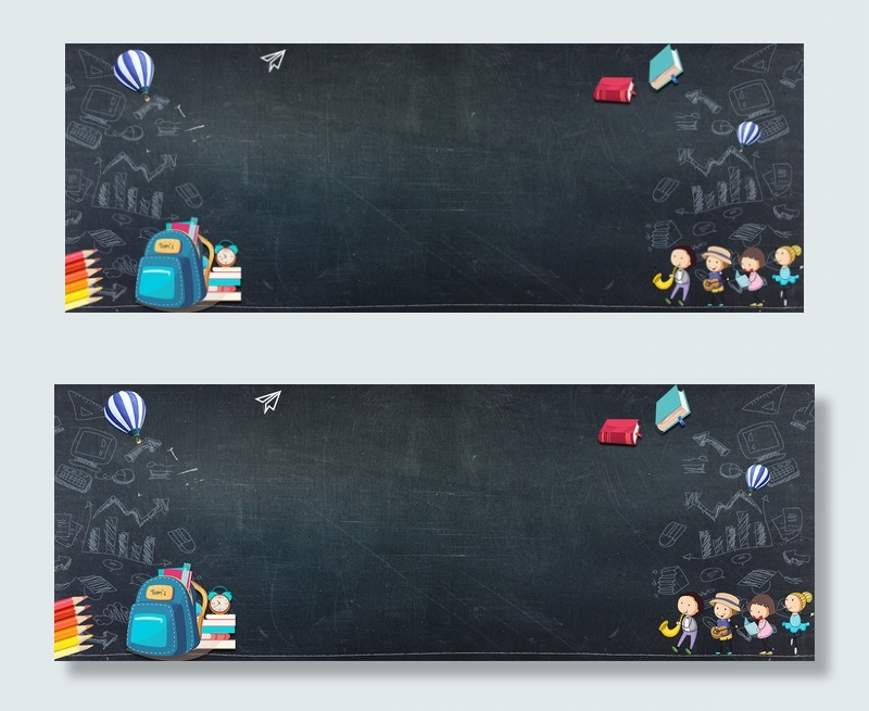 开学季欢迎新同学黑板手绘banner背景图片素材,背景元素