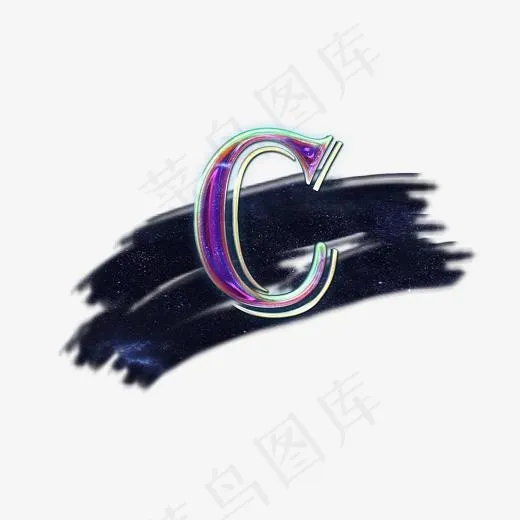 星辰字母C 彩虹色光泽(2000*2000px)psd模版下载