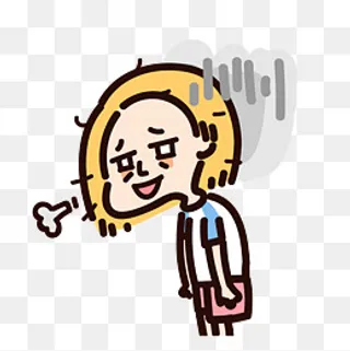 手绘卡通叹气女生,免抠元素
