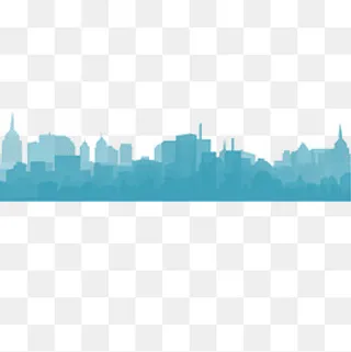 矢量蓝色城市剪影,免抠元素