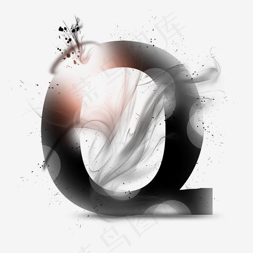 透明水墨艺术字母Q(3000*3000px)psd模版下载
