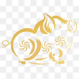 2019年猪年可爱金猪元素,免抠元素