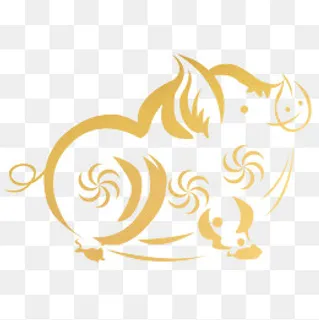 2019年猪年可爱金猪元素,免抠元素