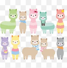 创意彩色的羊驼动物设计,免抠元素(1800*1800px)ai矢量模版下载