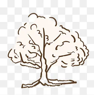 矢量手绘速写观赏树,免抠元素