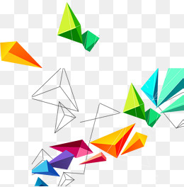 彩色不规则立体几何形,免抠元素