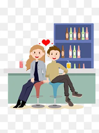 相片情人节酒吧相遇情侣矢量元素,免抠元素