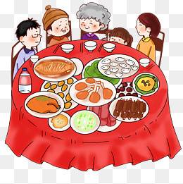 春节年夜饭团圆饭,免抠元素(2000*2000px)psd模版下载
