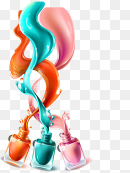 矢量手绘彩色指甲油,免抠元素