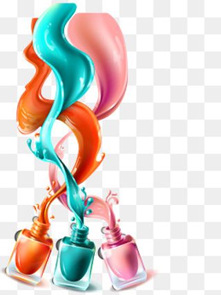 矢量手绘彩色指甲油,免抠元素