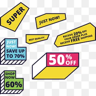 简约孟菲斯风格促销标签,免抠元素