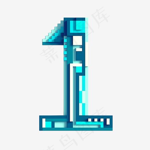 几何图形数字1,免抠元素艺术字(2742*2742px)psd模版下载