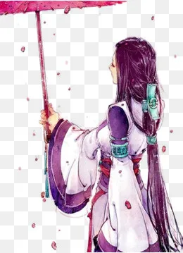 女人撑伞素材,免抠元素(555*765px)